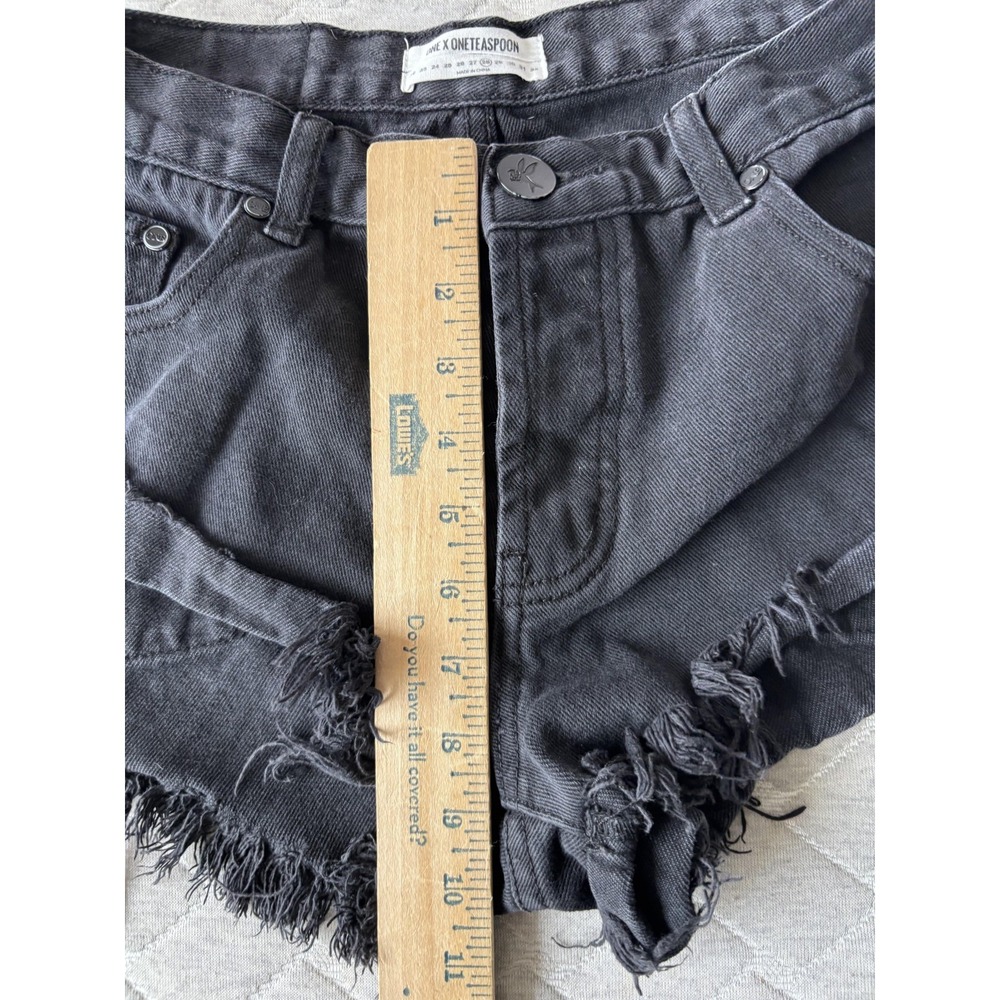 One X Oneteaspoon Shorts Womens 28 Black Denim Cutoff Frayed Hem Distressed - Picture 6 of 7